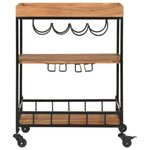 vidaXL Chariot de bar 60x40x80 cm bois massif d'acacia et fer