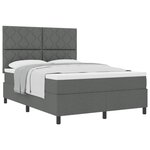 vidaXL Lit à ressort avec matelas gris foncé 160x200 cm tissu
