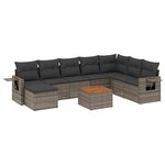 vidaXL Salon de jardin 9 Pièces avec coussins gris résine tressée