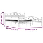 vidaXL Cadre de lit et tête de lit sans matelas blanc 160x200 cm métal