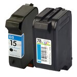 Pack de 2 cartouches d'encre authentiques HP 15/78 Noir et couleurs - programme SECOND