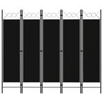 vidaXL Cloison de séparation 5 panneaux Noir 200x180 cm