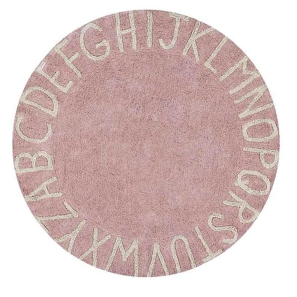 Tapis coton motif alphabet - rose - 150 Ø