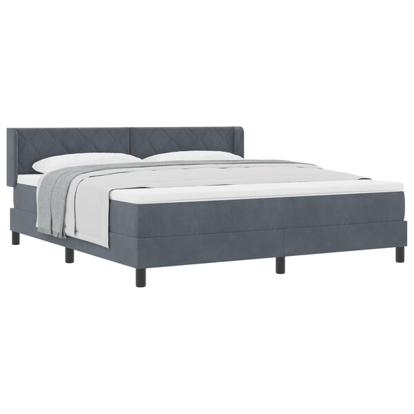 Lit Box Spring vidaXL avec Matelas Gris Foncé 180x200 cm en Velours