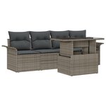 vidaXL Ensemble de Canapé de Jardin 5 Pièces avec Coussins Gris en Rattan Poly