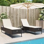 vidaXL Ensemble de chaises longues et coussins 3 Pièces marron poly rotin