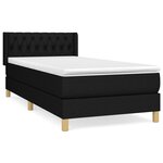 vidaXL Sommier à lattes de lit avec matelas Noir 100x200 cm Tissu