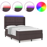 Lit Box Spring vidaXL avec Matelas & LED en Marron Foncé  140x190 cm  Tissu