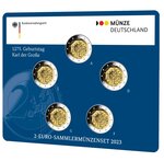 Coffret 5 pièces 2 euro commémoratives Allemagne 2023 BE – Charlemagne (les 5 ateliers A, D, F, G et J)