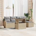 vidaXL Ensemble de Canapés de Jardin de 6 pièces avec Coussins Beige en Rattan Poly
