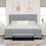 vidaXL Lit ressort avec matelas et banc gris clair 180x200 cm en tissu
