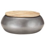vidaXL Table basse Gris 68x68x30 cm Bois de manguier solide