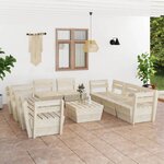 vidaXL Salon de jardin palette 9 Pièces Bois d'épicéa imprégné