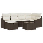 vidaXL Ensemble de canapé de jardin de 7 pièces avec coussins marron poly rattan