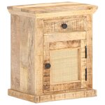 vidaXL Table de chevet 40x30x50 cm Bois de manguier et canne naturelle