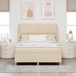 Lit box spring avec matelas crème 160x200 cm en tissu