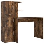 vidaXL Bureau avec rangement Chêne fumé Bois d'ingénierie