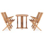 vidaXL Ensemble à manger d'extérieur pliable 5 Pièces Bois solide de teck