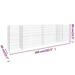vidaXL Jardinière à gabion en H Fil d'acier 260x40x80 cm