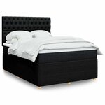 vidaXL Sommier à lattes de lit avec matelas Noir 140x200 cm Tissu