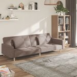vidaXL Canapé-lit à 2 places avec deux oreillers taupe tissu
