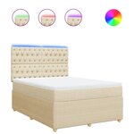 vidaXL Sommier à lattes de lit avec matelas Crème 160x200 cm Tissu