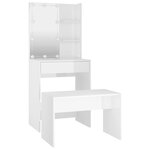 vidaXL Ensemble de coiffeuse avec LED Blanc brillant Bois d'ingénierie