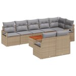 vidaXL Canapé de Jardin 9 pièces avec Coussins Beige Poly Rattan Acacia