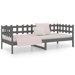 vidaXL Lit de jour sans matelas gris 90x190 cm bois de pin massif