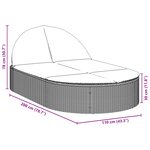 vidaXL Chaise longue double avec coussins noir résine tressée