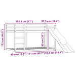 vidaXL Lit superposé avec toboggan et rideaux rose 90x190 cm