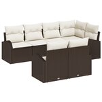 vidaXL Ensemble de salon de jardin 7 pièces avec coussins en poly rotin marron