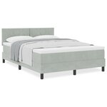 Lit à ressort vidaXL avec matelas Gris clair 160x200 cm Velours