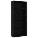 vidaXL Bibliothèque à 5 niveaux Noir 80x30x189 cm Bois d'ingénierie