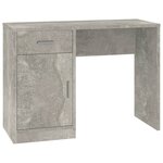 Bureau table poste de travail meuble d'ordinateur informatique étude avec tiroir et armoire 100 x 40 x 73 cm gris 02_0023453
