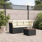 vidaXL Salon de jardin 4 Pièces avec coussins noir résine tressée