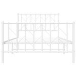 vidaXL Cadre de lit métal sans matelas et pied de lit blanc 100x200 cm