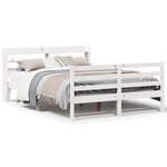 vidaXL Cadre de lit avec tête de lit sans matelas blanc 150x200 cm