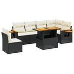 vidaXL Salon de jardin 7 Pièces avec coussins noir résine tressée