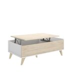 Ensemble meuble TV table basse buffet - Mélaminé - Style scandinave - chêne et blanc