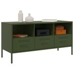 vidaXL Meuble TV vert olive 100 5x39x50 5 cm acier laminé à froid