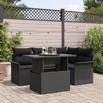 vidaXL Ensemble de 5 Pièces de Canapés de Jardin avec Coussins en Rattan Noir Poly