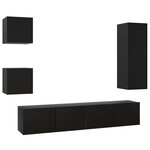vidaXL Ensemble de meuble TV 5 Pièces Noir Bois d'ingénierie