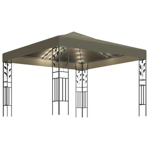 vidaXL Tonnelle avec guirlande lumineuse à LED 3x3 m Taupe