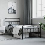 vidaXL Cadre de lit métal sans matelas avec pied de lit noir 107x203cm