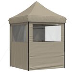 vidaXL Tente de réception pliable escamotable 4 parois latérales taupe