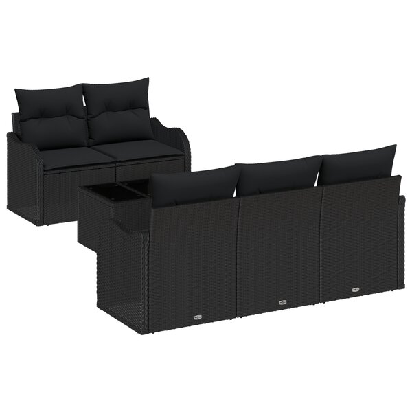 Ensemble de Canapé de Jardin 6 Pièces avec Coussins Noir