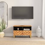 vidaXL Meuble TV marron et noir 70x33 5x46 cm bois massif de manguier