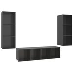 vidaXL Ensemble de meubles TV 3 Pièces Gris brillant Bois d'ingénierie