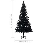 vidaXL Arbre de Noël artificiel pré-éclairé et boules noir 150 cm PVC